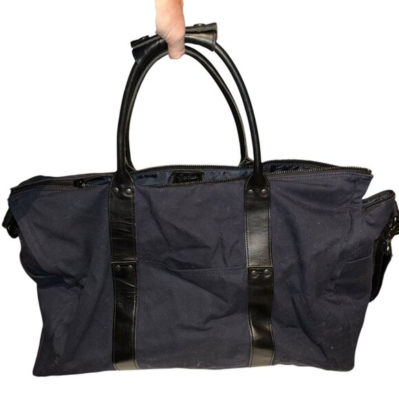 Dry Goods and Mens Furnishings by J. Crew navy blue duffel weekender suitcase ba - Picture 1 of 8